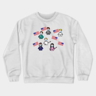 Kids with face masks holding the USA flag Crewneck Sweatshirt